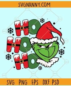Ho Ho Ho grinch svg, Grinch with Santa hat svg, Grinchmas svg, Christmas svg