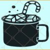 Hot cocoa mug with candy cane svg, Christmas sign svg, Happy Holidays png, Christmas svg file