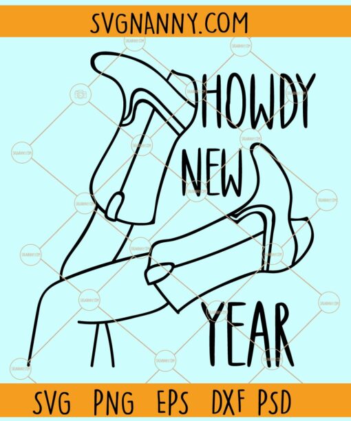 Howdy New year Svg, New year cow girl svg quote svg, Happy New Year png, Howdy 2023 svg