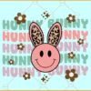 Hunny Bunny Retro Smiley Face svg, Leopard bunny svg, Easter bunny svg