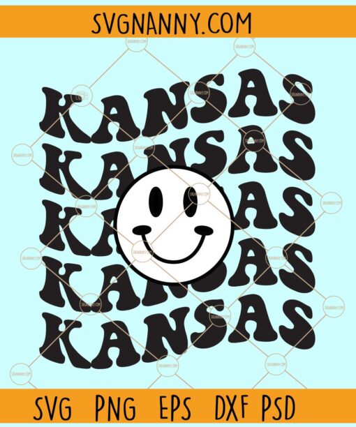 Kansas Retro Smiley svg¸ Kansas svg, Kansas state svg, US State svg