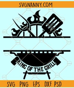 King of the Grill Split Monogram Svg, King of the Grill SVG, Grill SVG, Grilling Monogram Svg
