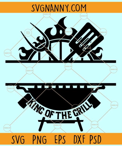 King of the Grill Split Monogram Svg, King of the Grill SVG, Grill SVG, Grilling Monogram Svg