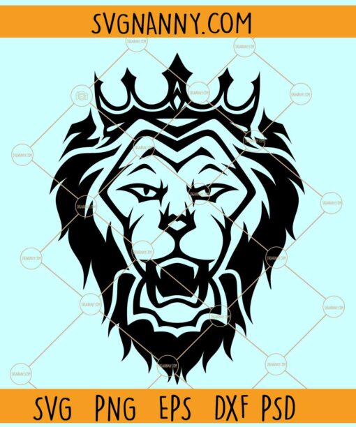 Lion Head With Crown Svg¸ King Lion SVG, Royal Lion in Crown Svg, Lion SVG