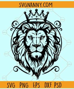 Lion head with Crown SVG, Floral Lion SVG, Lion Floral Crown svg, Floral Lion Head svg