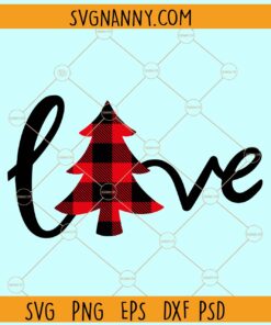 Love Christmas tree svg, Buffalo plaid Christmas tree svg, Christmas svg, Christmas svg files, Merry Christmas svg