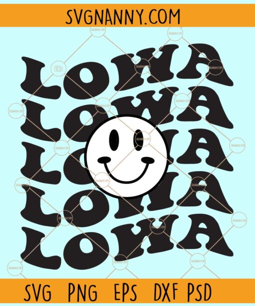 Lowa retro Smiley svg¸ Lowa svg, Lowa state svg, US State svg, American state svg