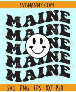 Maine Retro wavy svg, US State svg, Maine State SVG File, Maine Silhouette svg