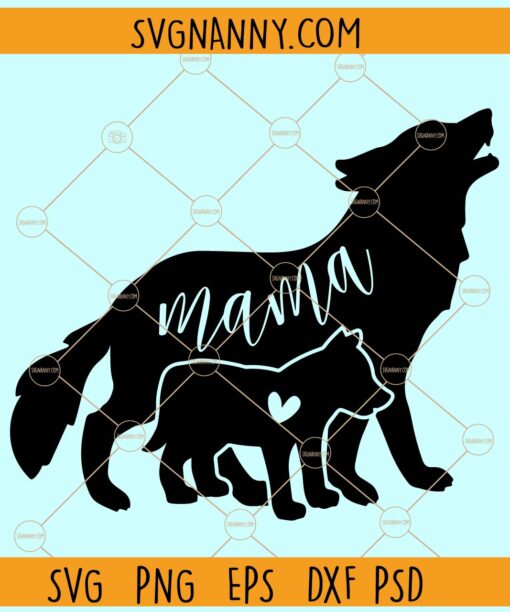 Mama wolf and baby wolf SVG. Mama Wolf SVG, Mama Wolf T Shirt Design svg