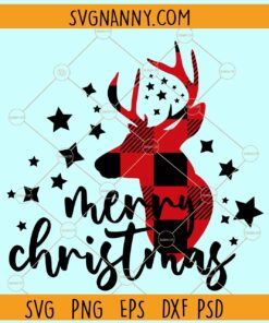 Merry Christmas Buffalo Plaid Reindeer Svg, Christmas svg, Merry Christmas svg