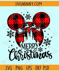 Merry Christmas Buffalo plaid Disney ears svg, Disney Christmas svg, Holiday svg