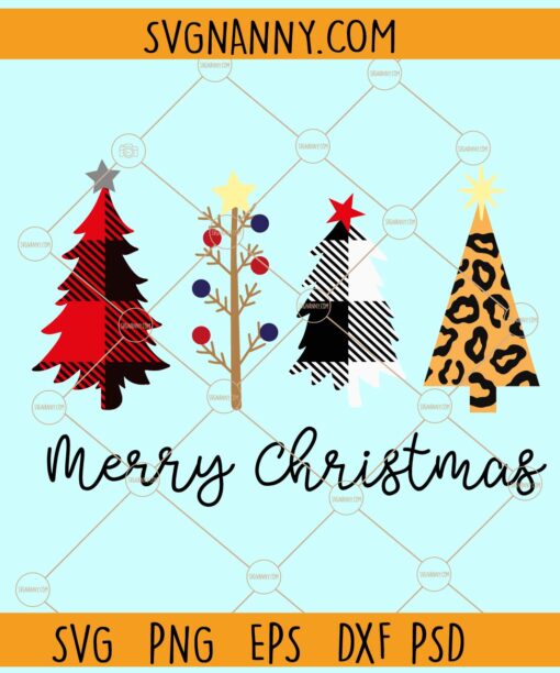 Merry Christmas farm fresh trees svg, Buffalo plaid svg, Leopard print pattern svg,  Christmas svg