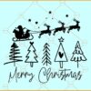 Merry Christmas svg, Christmas trees svg, Santa sleigh svg, Christmas clipart svg