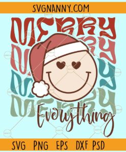 Merry Everything Retro Smiley with Santa Hat svg, Christmas svg, Merry Christmas svg, Christmas sign svg