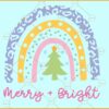 Merry and bright boho rainbow svg, Christmas rainbow svg,  Merry Christmas svg, Christmas shirt svg