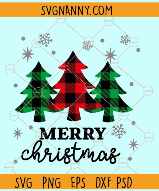 Merry christmas Buffalo plaid Christmas trees svg, Christmas svg, Christmas svg files, Merry Christmas svg