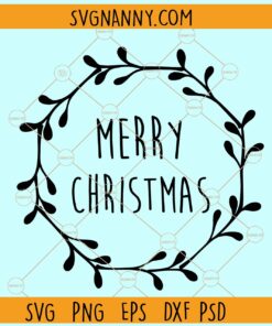 Merry christmas floral wreath svg, Christmas svg, Christmas svg files, Merry Christmas svg