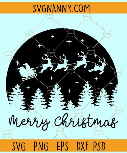 Merry Christmas Santa sleigh in snowball svg, Christmas svg, Christmas svg files, Merry Christmas svg