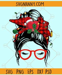 Messy bun Christmas Svg, Christmas Messy Bun Svg,  Christmas svg, Merry Christmas svg