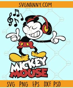 Mickey Mouse with headphones SVG, Mickey With Music Headphones SVG, Mickey Mouse Svg