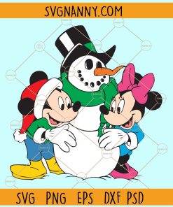 Mickey and Minnie with snowman svg, Mickey and Minnie Christmas svg, Mickey and Minnie Christmas Shirt svg