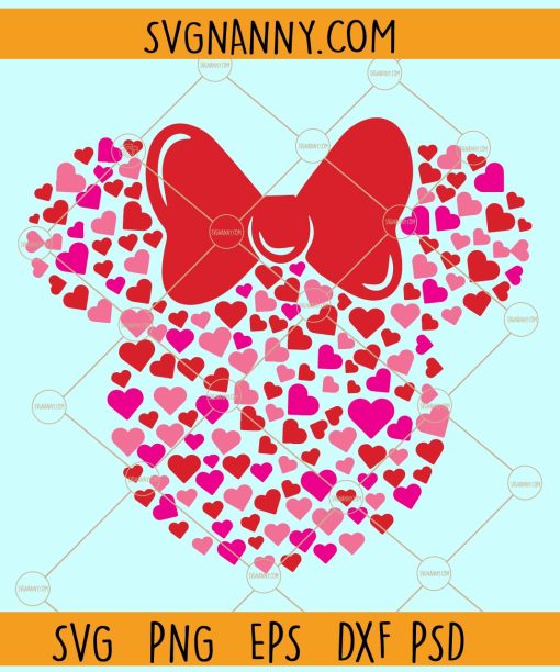 Mickey head with hearts svg, Mouse Ears Hearts Svg, Mouse Valentine's day svg