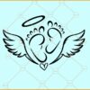 Miscarriage Baby Feet SVG, Angel wings svg, Halo svg, Baby feet svg, Angel Wings SVG for the Loss of a Child svg