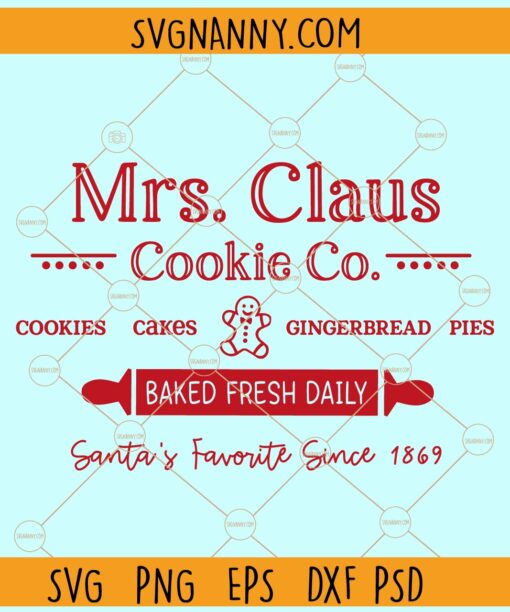 Mrs Claus cookies Co. svg,  Christmas svg, Christmas svg files, Merry Christmas svg