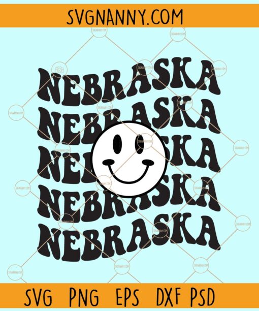 Nebraska retro Smiley svg¸ Nebraska svg, Nebraska state svg, US State svg