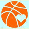 One Color Basketball With Heart SVG, Basketball SVG, Basketball Heart Svg