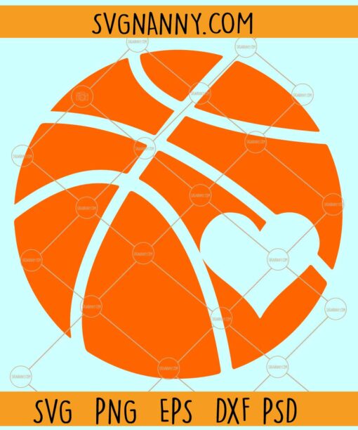One Color Basketball With Heart SVG, Basketball SVG, Basketball Heart Svg