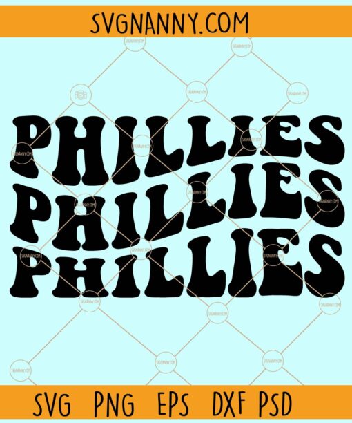 Phillies wavy letters stacked SVG, Phillies Baseball SVG, sports, philadelphia baseball svg