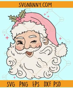 Pink Santa svg, Santa face svg, Christmas svg, Merry Christmas svg, Christmas sign svg