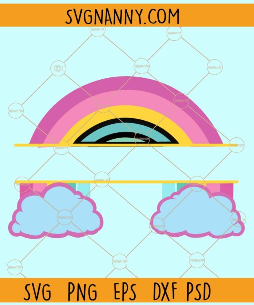 Rainbow Monogram SVG, Rainbow Name frame svg, Rainbow split frame svg