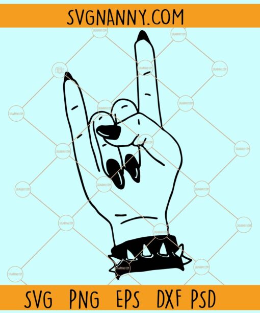 Rock hand black nails svg, Hands SVG, Woman Hand Rock Sign svg, Rocker Mom Clipart svg