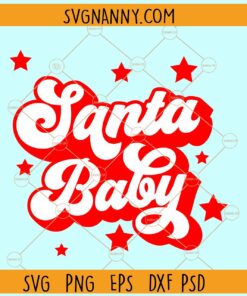 Santa baby with stars svg,  Merry Christmas svg, Christmas svg files, Christmas décor svg