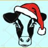 Santa cow SVG, Cow with Santa Hat svg, Farm Christmas svg,  Merry Christmas svg