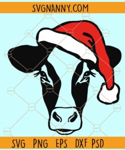 Santa cow SVG, Cow with Santa Hat svg, Farm Christmas svg,  Merry Christmas svg