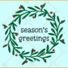Season's greetings floral wreath svg, Season's greetings svg, Christmas svg files