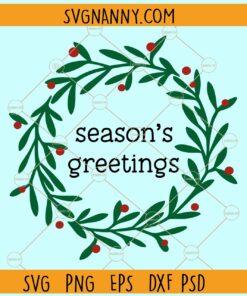 Season's greetings floral wreath svg, Season's greetings svg, Christmas svg files
