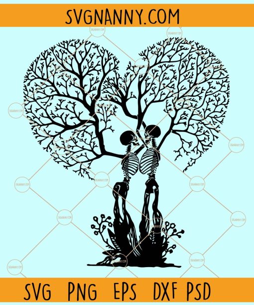 Skeleton Lovers Tree SVG, Dead Love SVG, Gothic Heart svg, Skeleton Lovers Tree Svg File