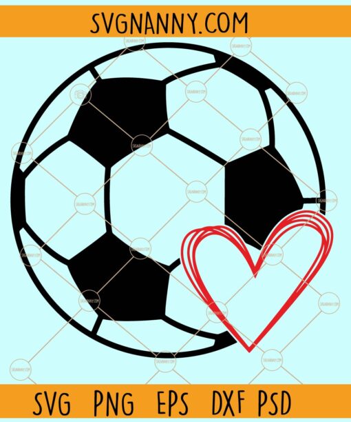 Soccer ball with heart SVG, Soccer SVG, Soccer SVG File, Soccer Mascot SVG, Soccer SVG