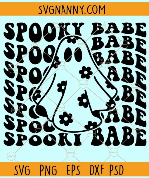 Spooky Babe wavy stacked svg, Floral ghost svg, Spooky Babe Png