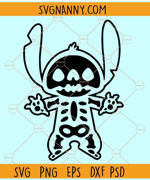 Stitch skeleton svg, Stitch Halloween svg,  skeleton svg, Halloween clipart svg
