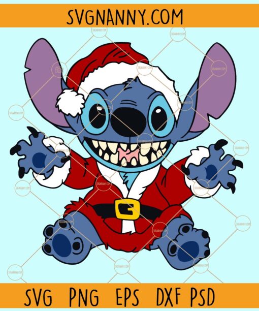Stitch with Santa hat SVG, Stitch svg, Santa SVG, Stitch Christmas svg, Christmas svg