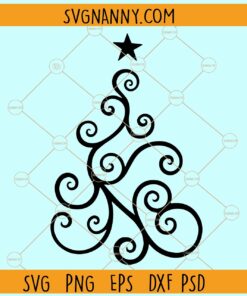 Swirly Christmas tree Vector svg, Swirly Christmas tree svg, Christmas svg files, Christmas décor svg