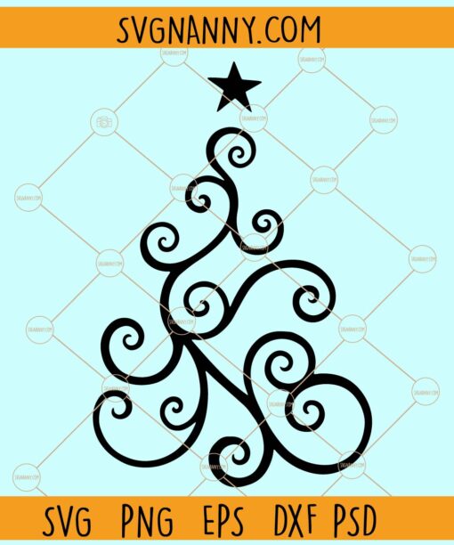 Swirly Christmas tree Vector svg, Swirly Christmas tree svg, Christmas svg files, Christmas décor svg