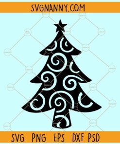  Swirly Christmas tree svg, Christmas svg files, Christmas décor svg, Christmas sign svg