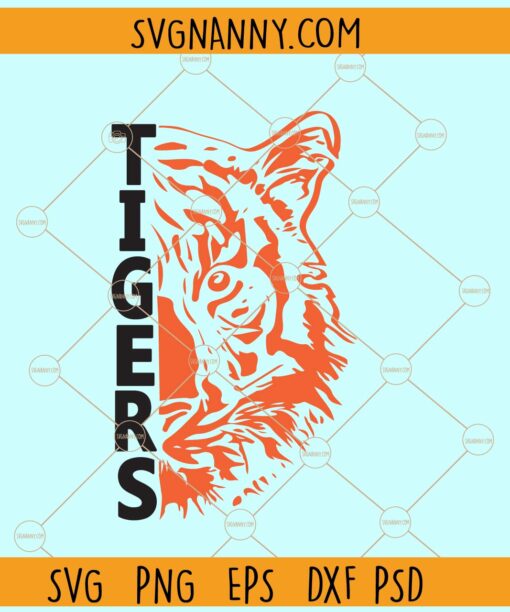 Tigers football half face svg, Tigers SVG File, Tigers Football SVG, Football SVG, Football Clipart svg