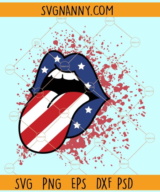 Tongue out 4th of July svg, Tongue American Flag Svg, Funny Tongue 4th Of July Svg